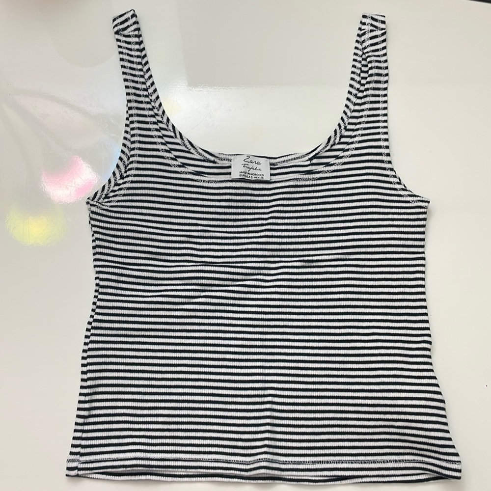Zara Trafaluc Striped Cropped Tank Top